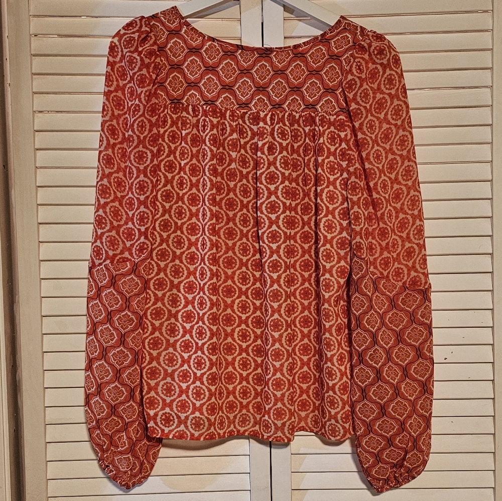 Maison d'Amelie Paris Blouse 👚 Linen Blend Floral Top Sz small. C23 - Picture 2 of 5